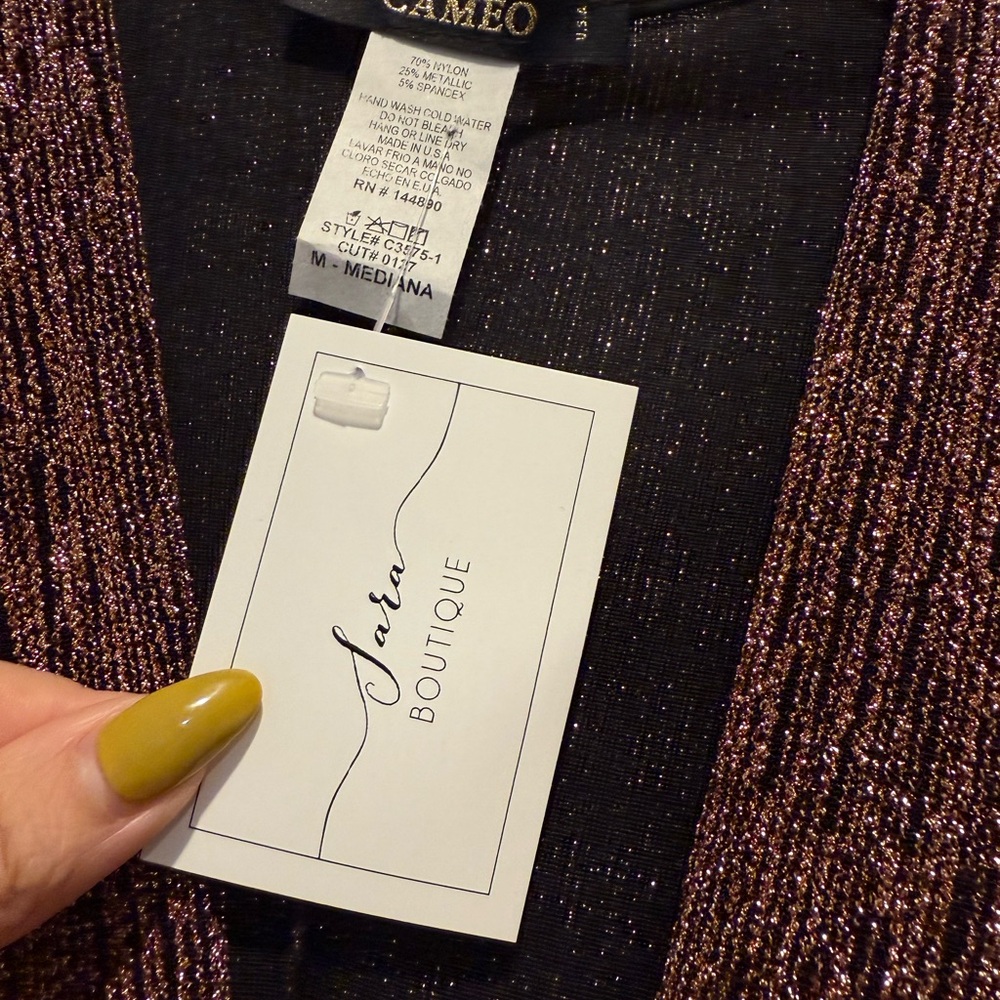 NWT ROUCHED LONG SLEEVE BROWN DRESS SIZE MEDIUM - Picture 4 of 4